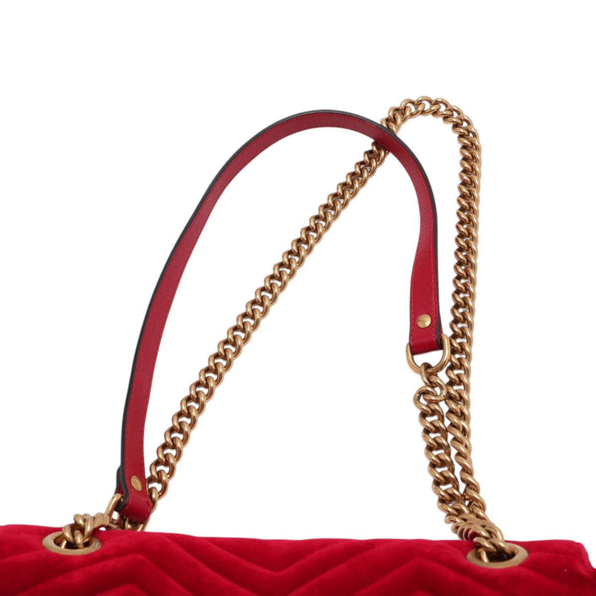 Gucci Medium GG Marmont Matelasse Velvet Shoulder Bag — Red