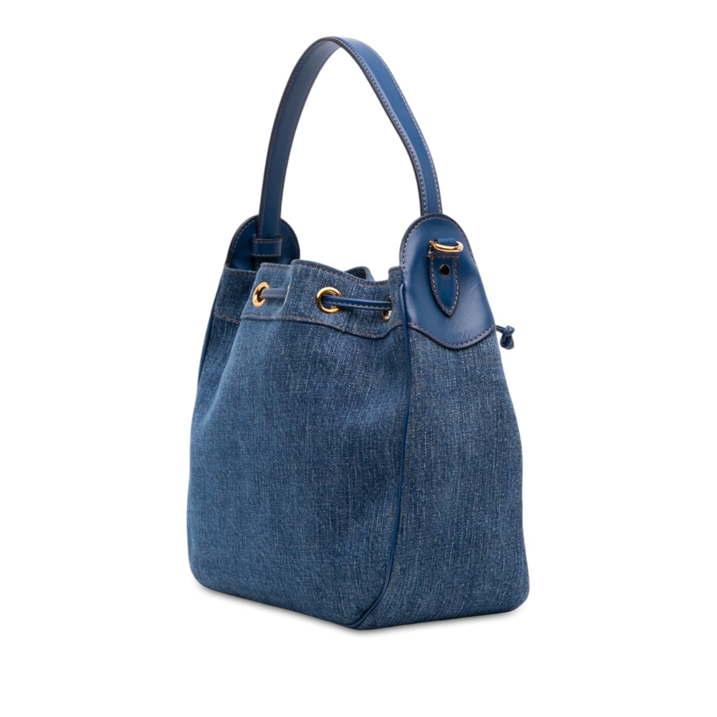 Versace Denim La Medusa Drawstring Bucket Bag