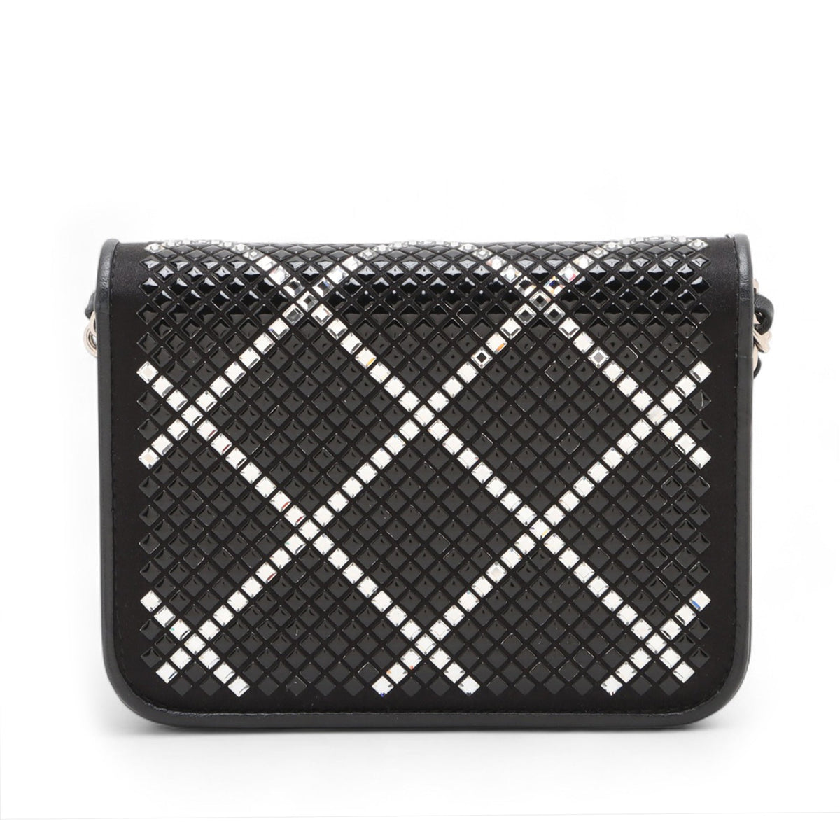 Chanel CC Lambskin Crystal Chain Flap — Black