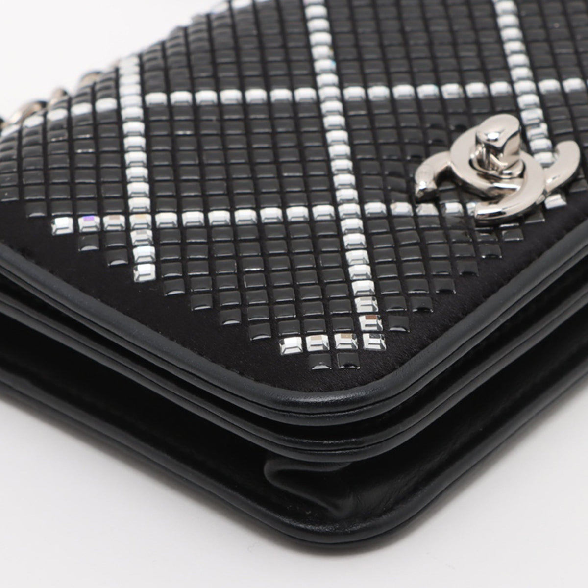 Chanel CC Lambskin Crystal Chain Flap — Black