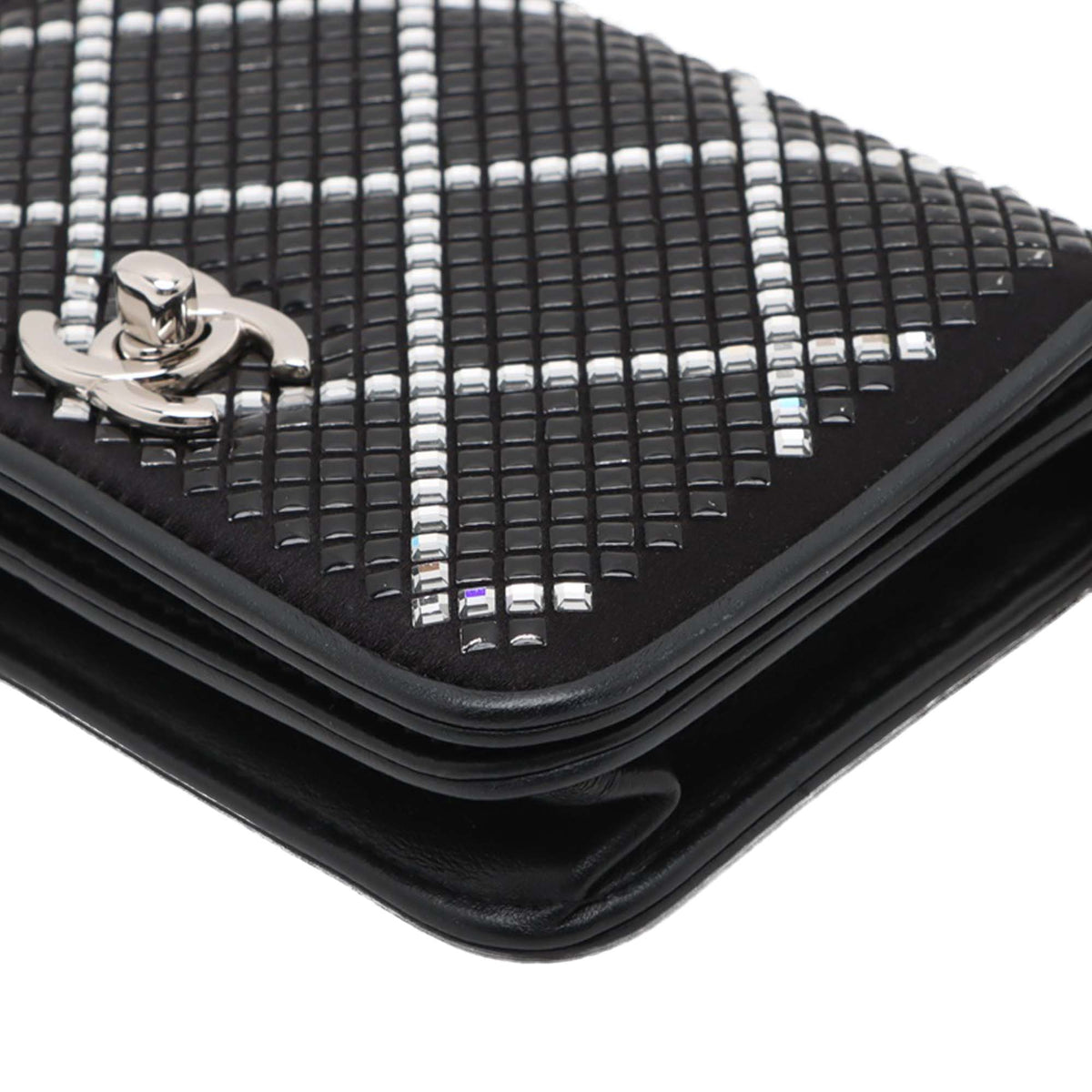 Chanel CC Lambskin Crystal Chain Flap — Black