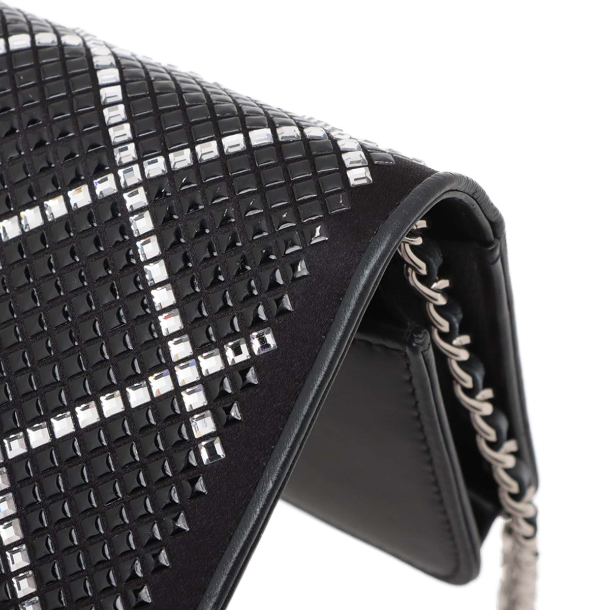 Chanel CC Lambskin Crystal Chain Flap — Black