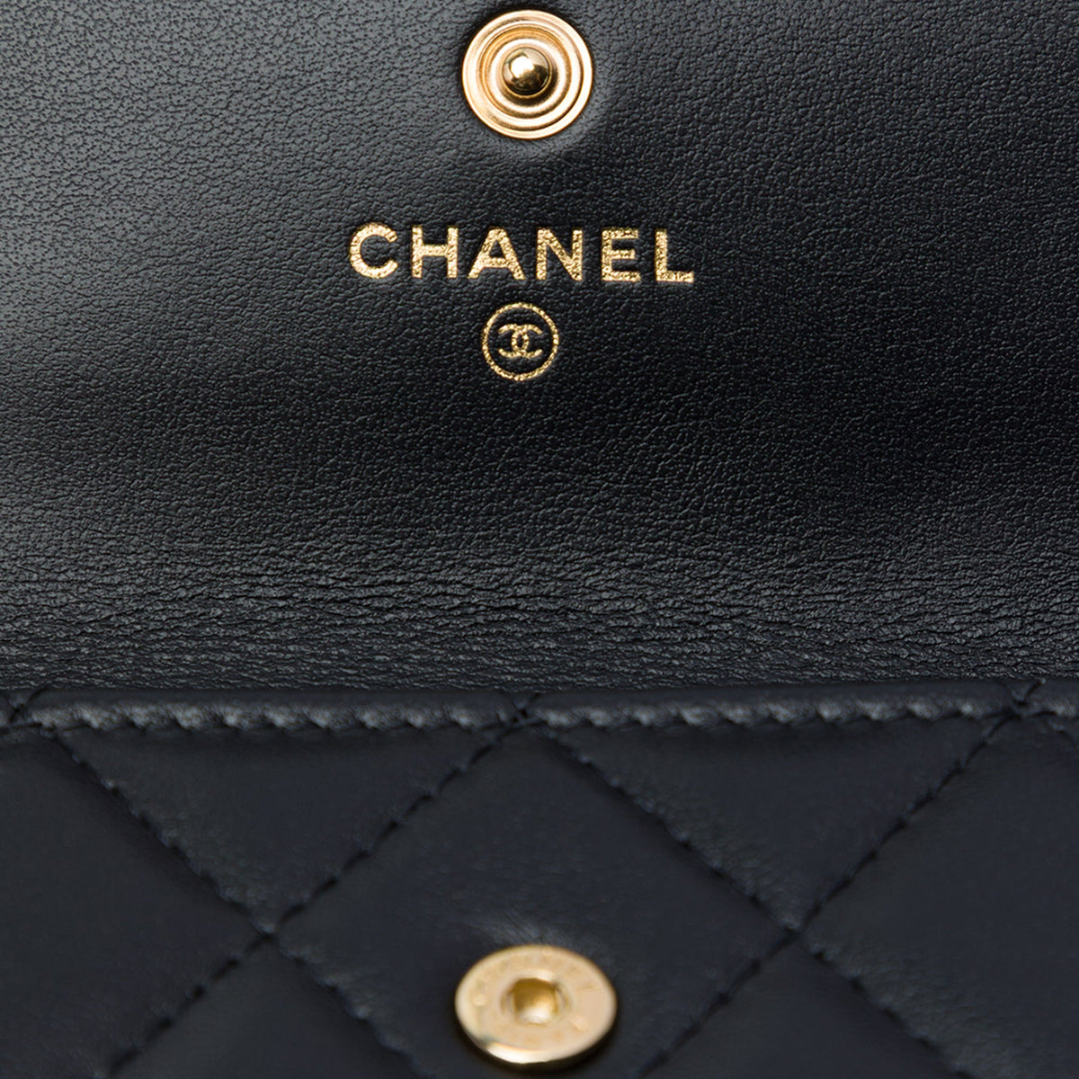 Chanel CC Quilted Lambskin Card Holder with Padded Chain Strap — Black