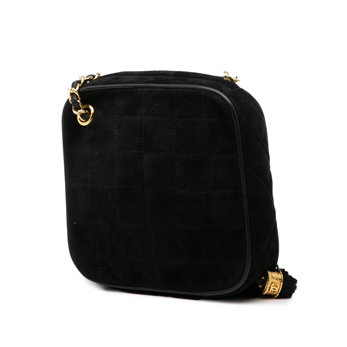 Chanel CC Quilted Suede Diamon Tassel Bag