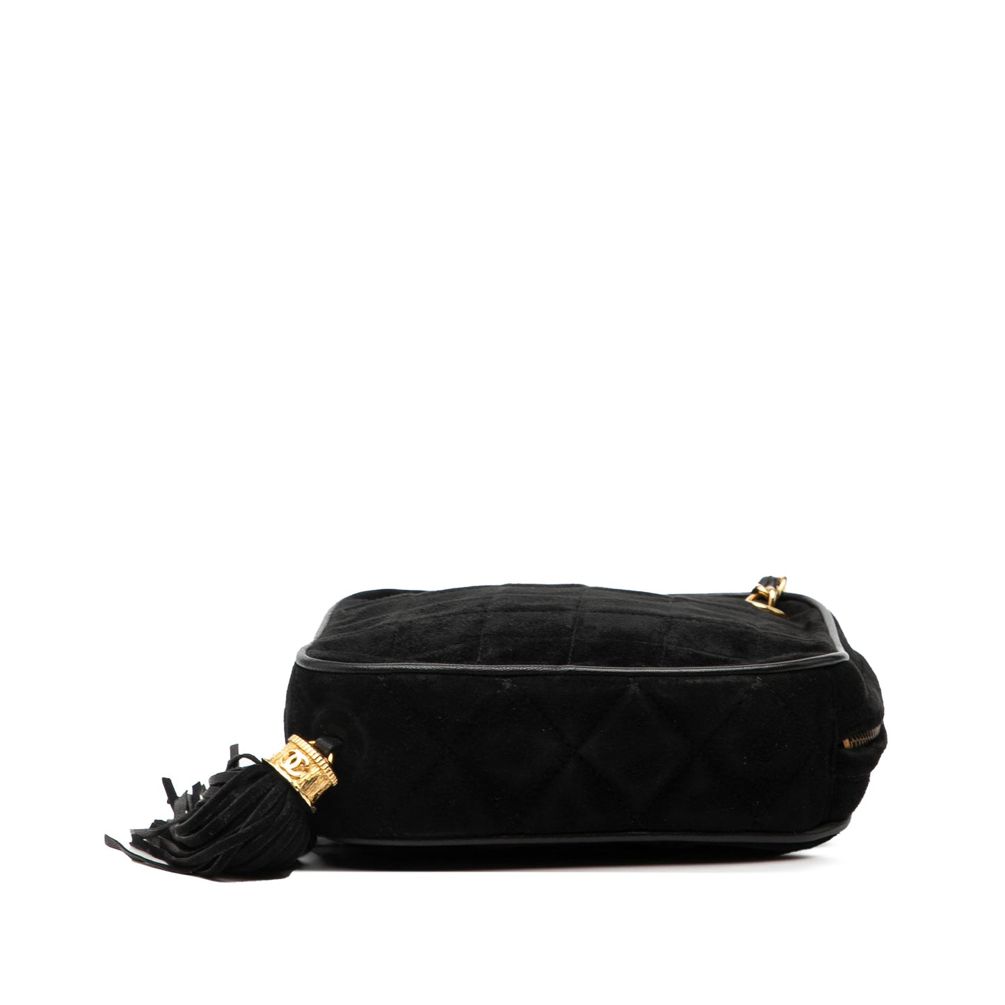 Chanel CC Quilted Suede Diamon Tassel Bag