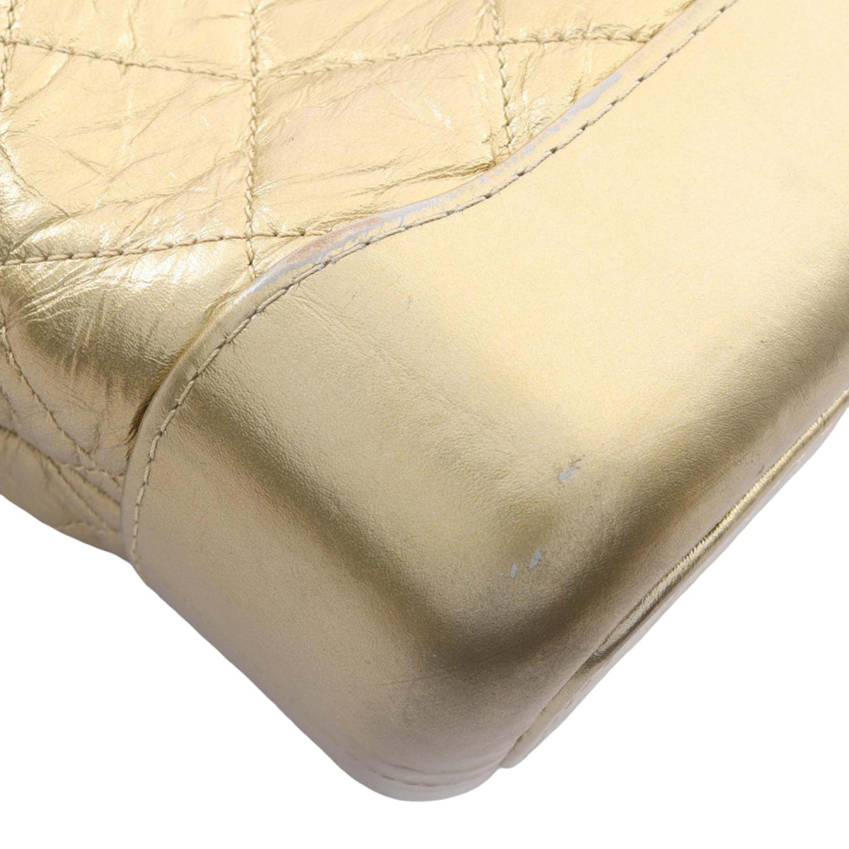 Chanel Small Quilted Metallic Aged Calfskin Gabrielle Hobo — Gold