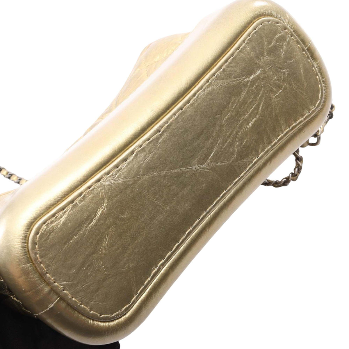 Chanel Small Quilted Metallic Aged Calfskin Gabrielle Hobo — Gold