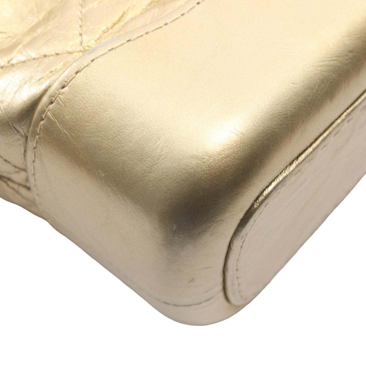 Chanel Small Quilted Metallic Aged Calfskin Gabrielle Hobo — Gold
