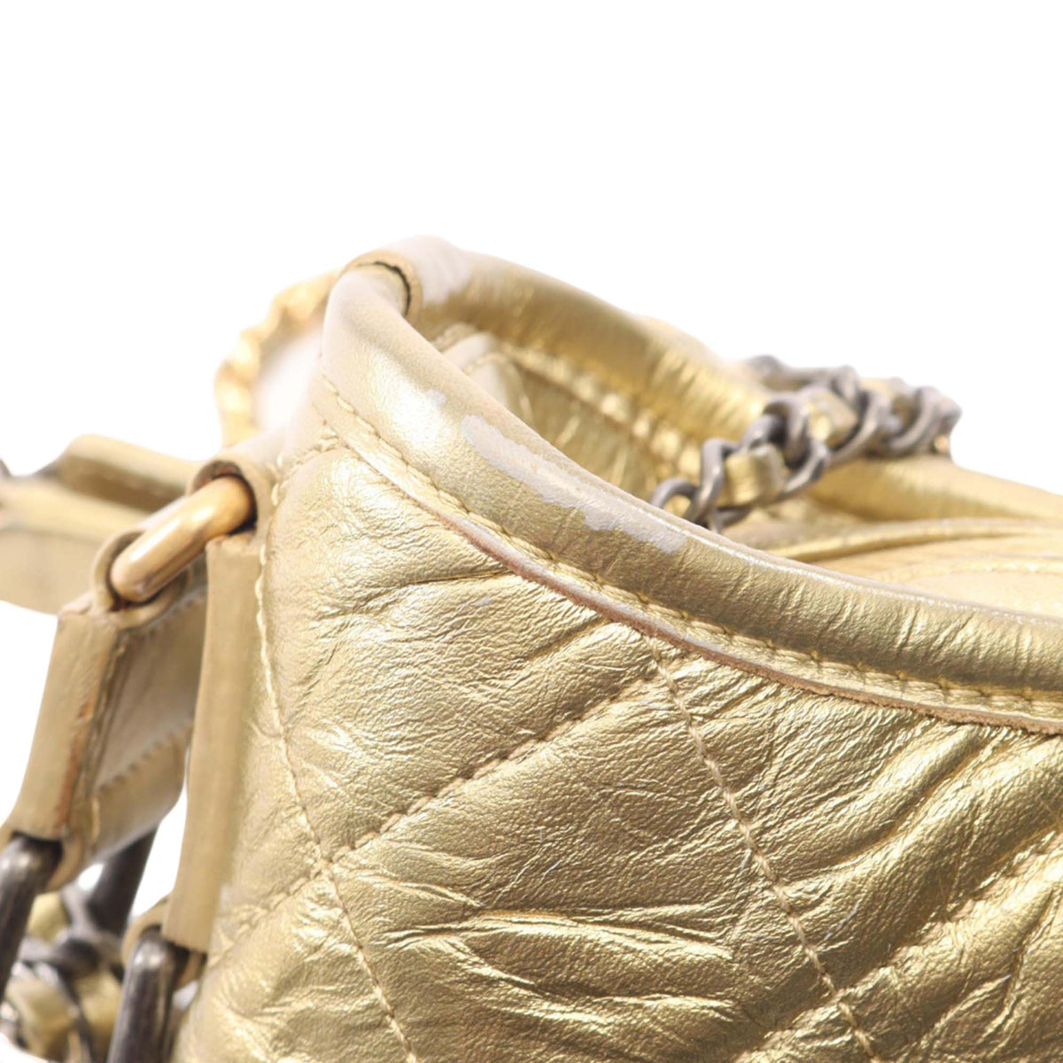 Chanel Small Quilted Metallic Aged Calfskin Gabrielle Hobo — Gold