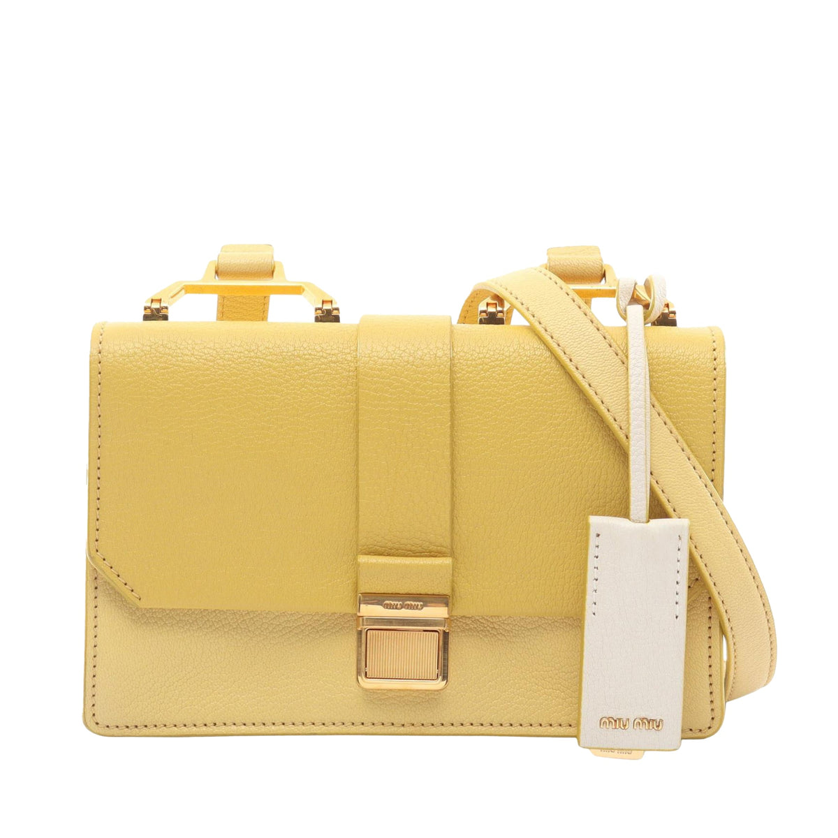Miu Miu Goatskin Madras Crossbody — Yellow
