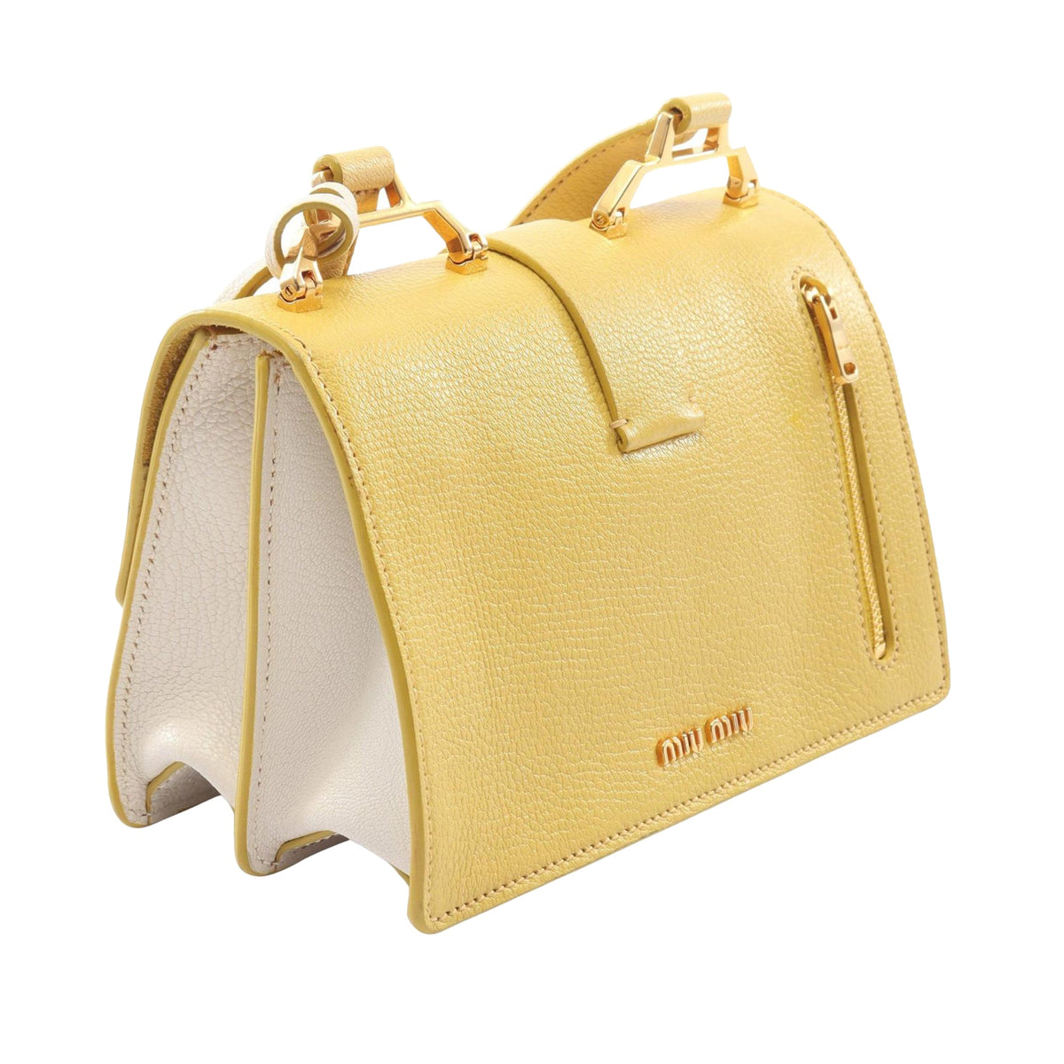 Miu Miu Goatskin Madras Crossbody — Yellow