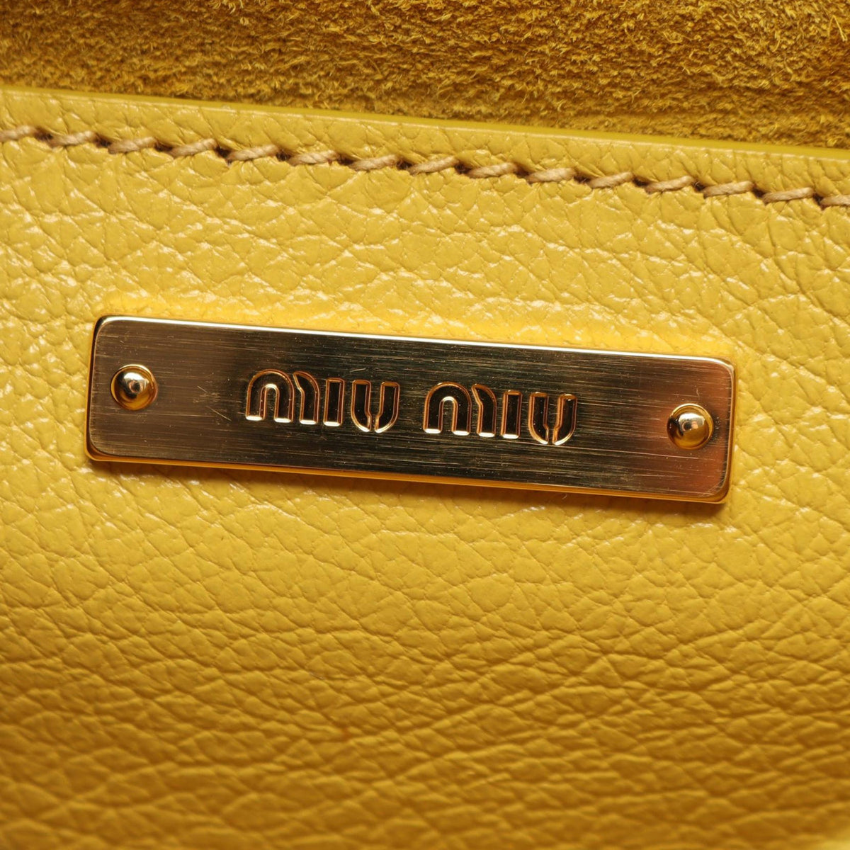 Miu Miu Goatskin Madras Crossbody — Yellow