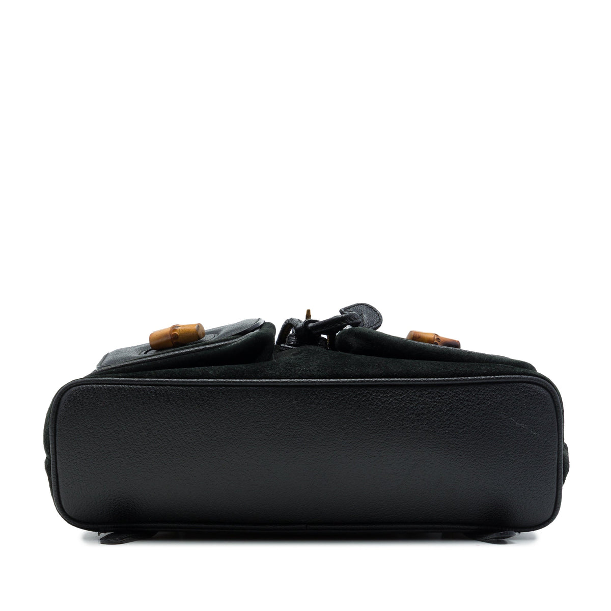 Gucci Large Suede Bamboo Drawstring Backpack — Black