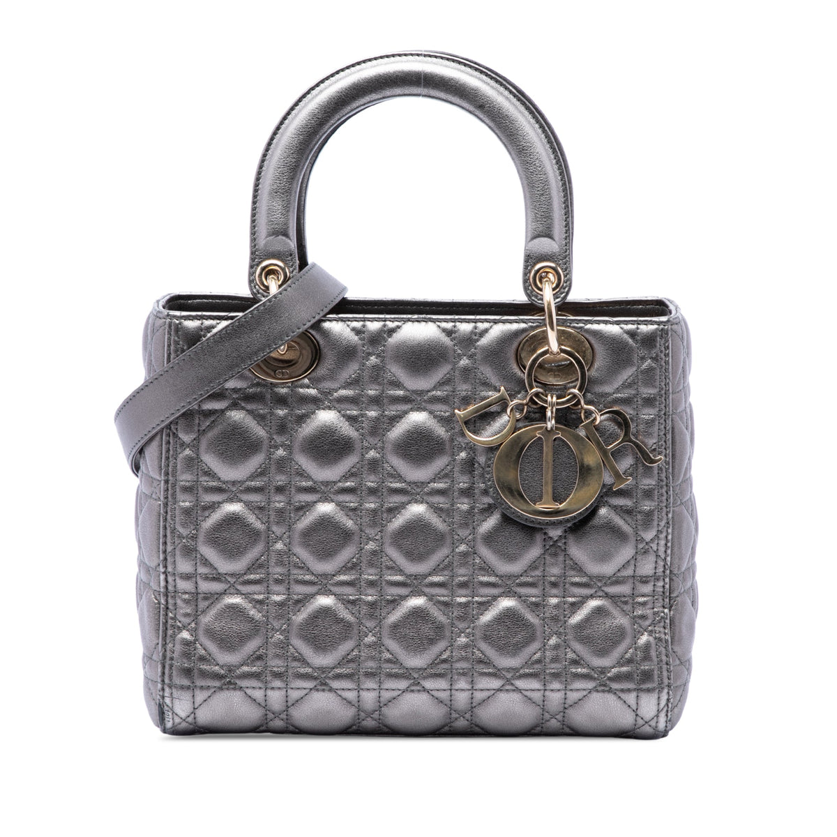 Dior Medium Metallic Lambskin Cannage Lady Dior