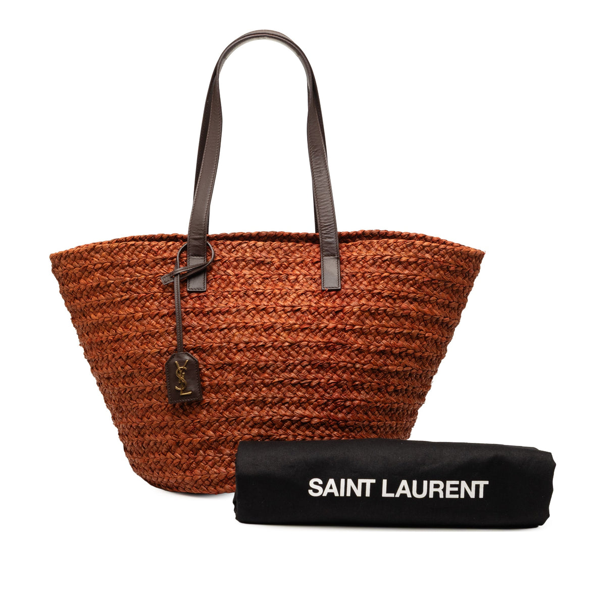 Saint Laurent Medium Raffia Panier Basket Shopper Tote