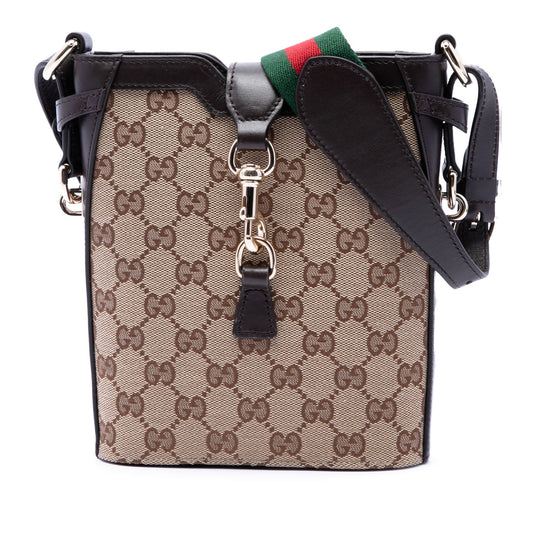 Gucci Mini GG Canvas Web Bucket Bag