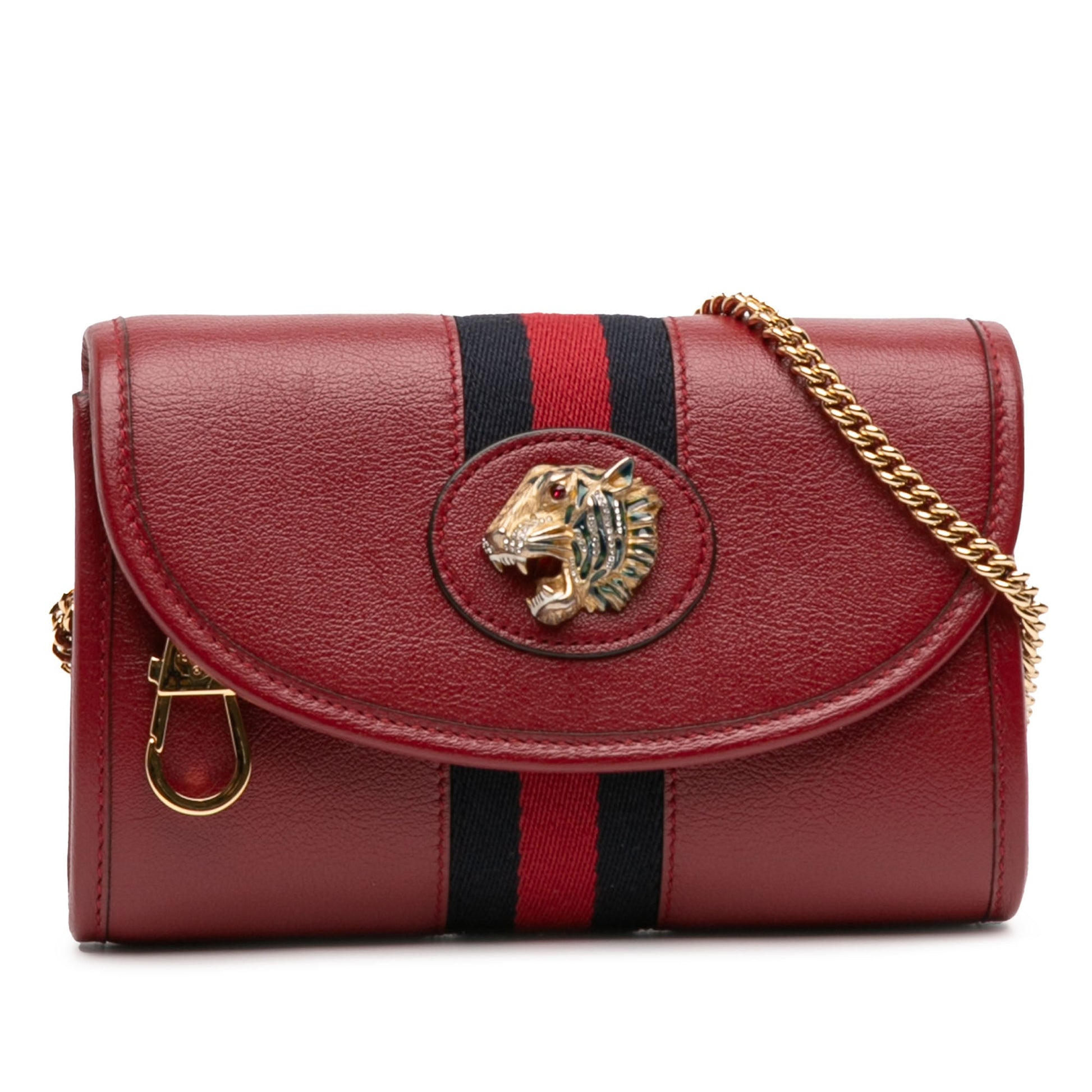 Gucci Mini Leather Rajah Web Chain Crossbody