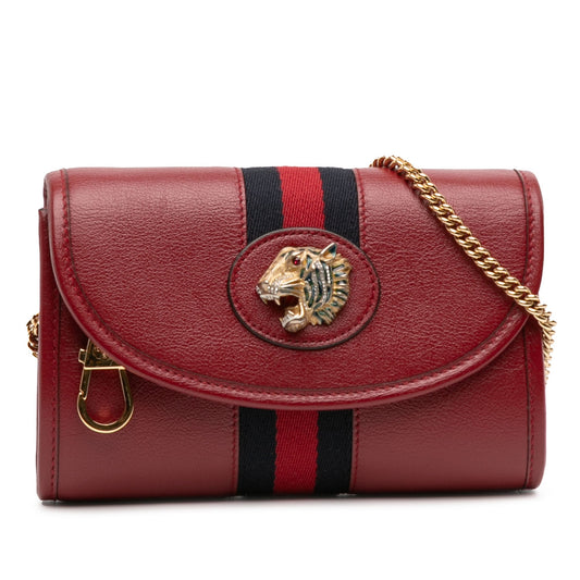 Gucci Mini Leather Rajah Web Chain Crossbody