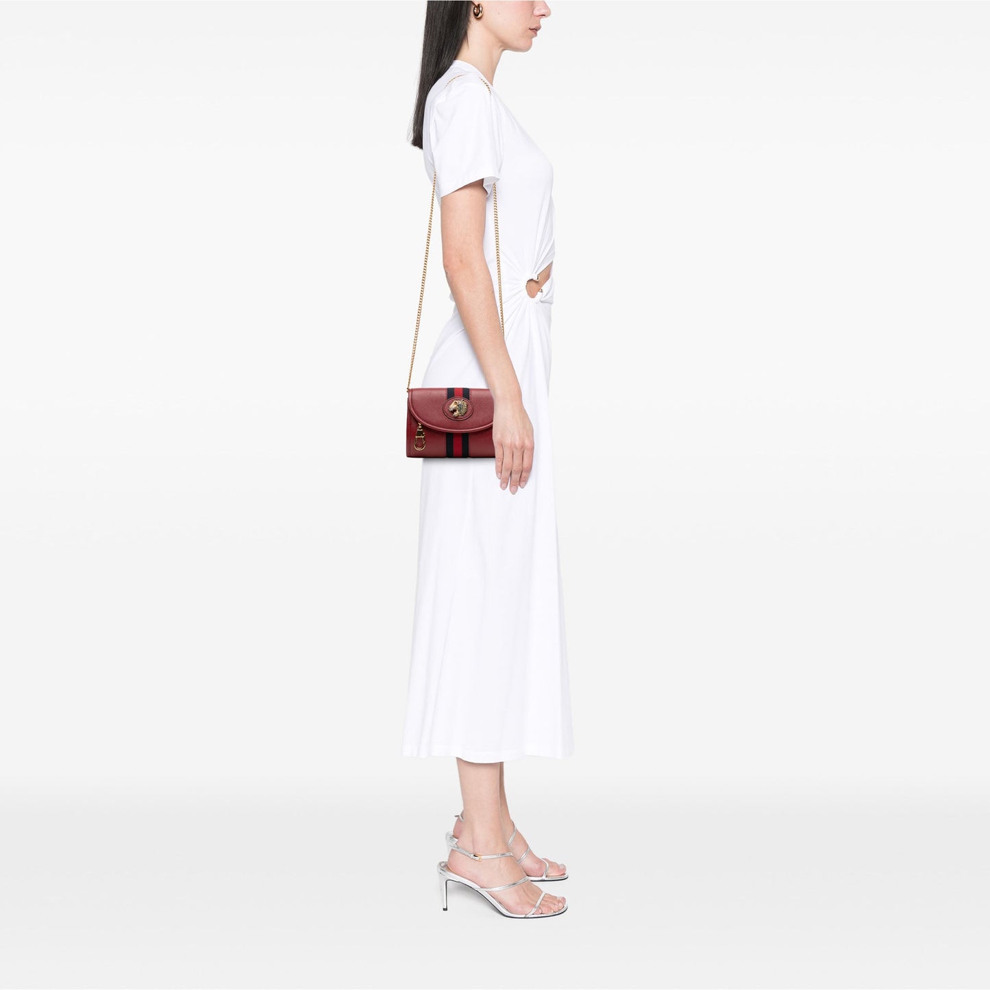 Gucci Mini Leather Rajah Web Chain Crossbody