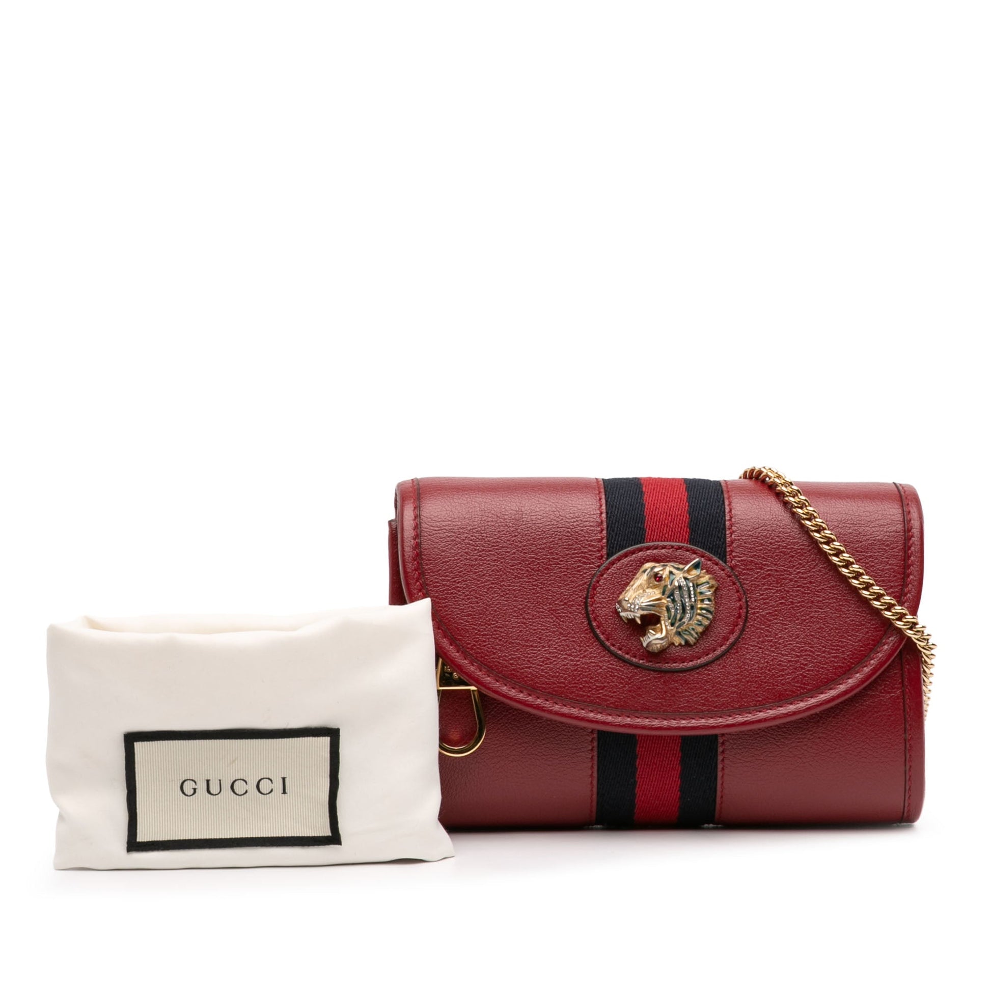 Gucci Mini Leather Rajah Web Chain Crossbody