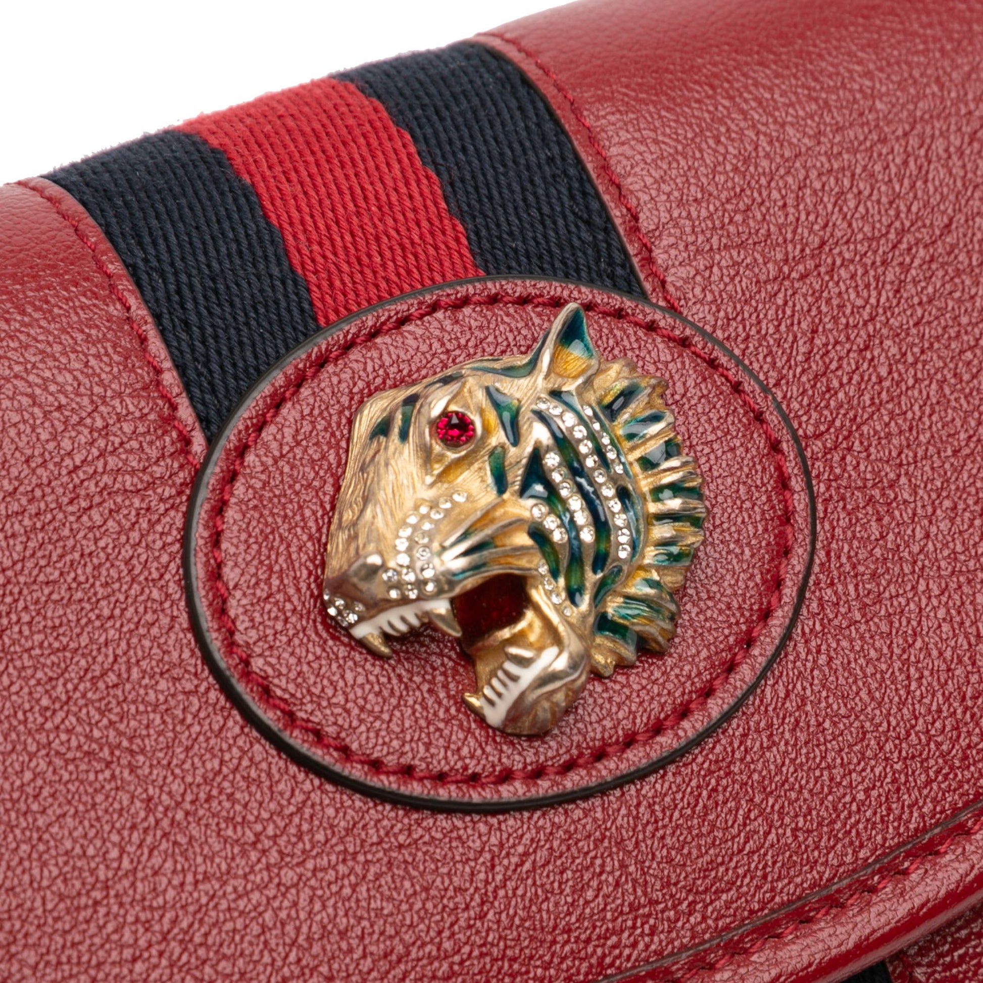 Gucci Mini Leather Rajah Web Chain Crossbody