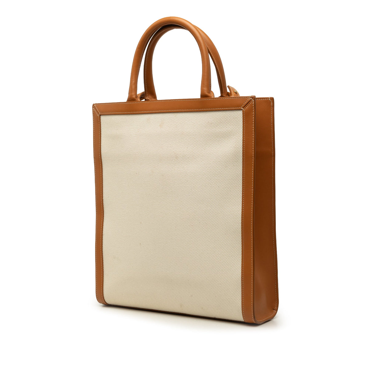Celine Small Canvas Vertical Cabas Satchel — Brown