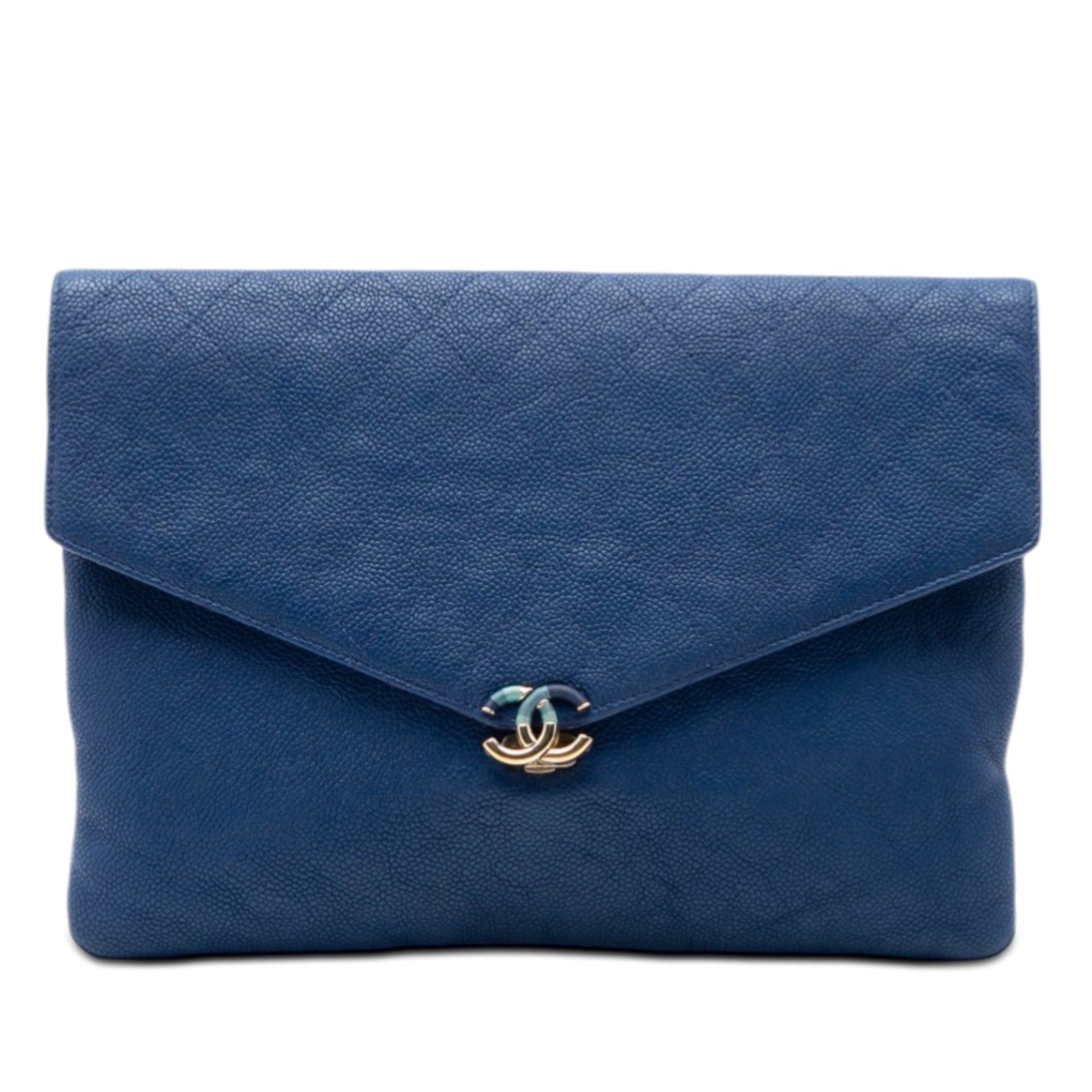 Chanel Paris Cuba Quilted Caviar Thread Around Envelope Clutch