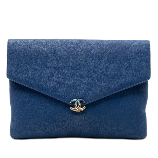 Chanel Paris Cuba Quilted Caviar Thread Around Envelope Clutch
