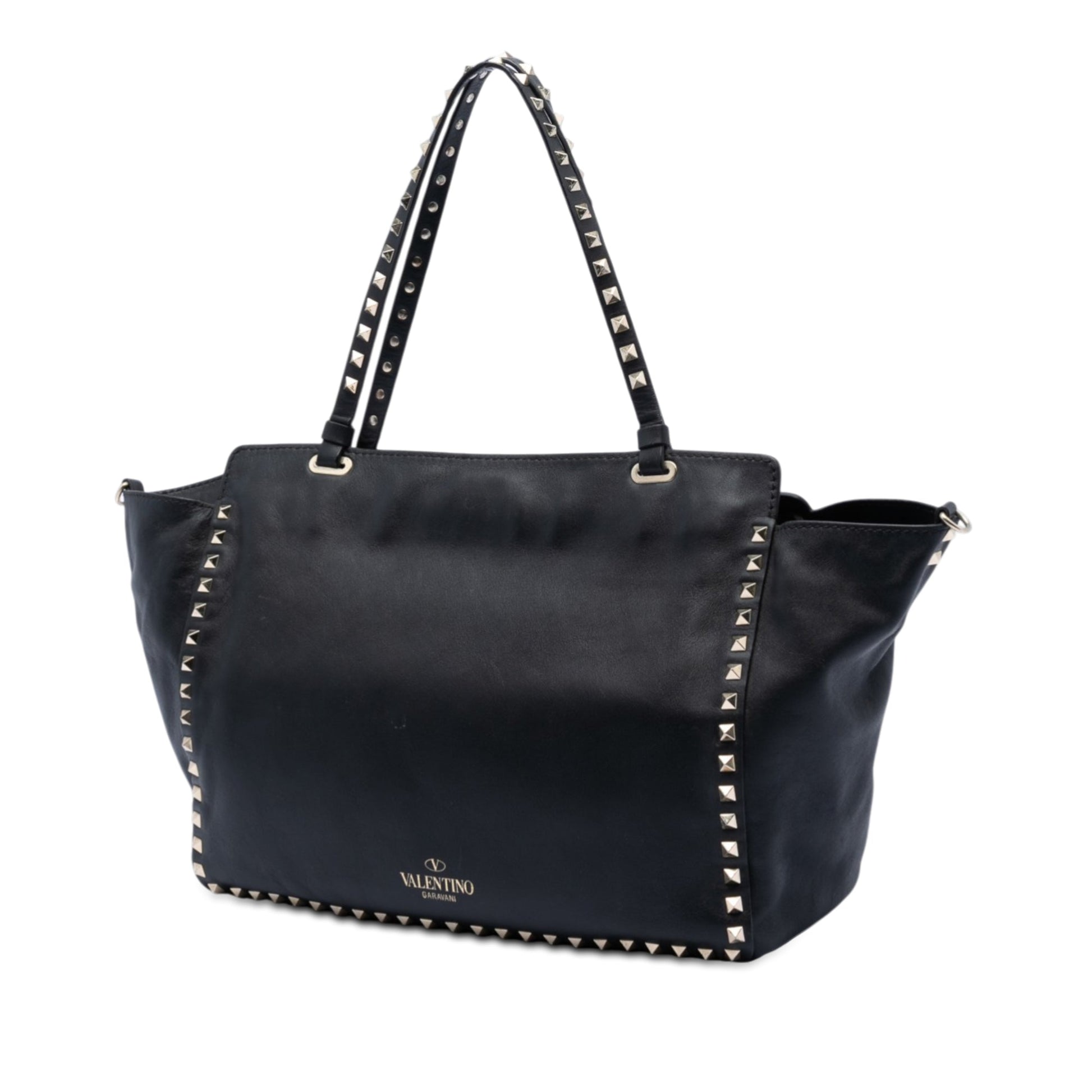 Medium Leather Rockstud Trapeze Satchel