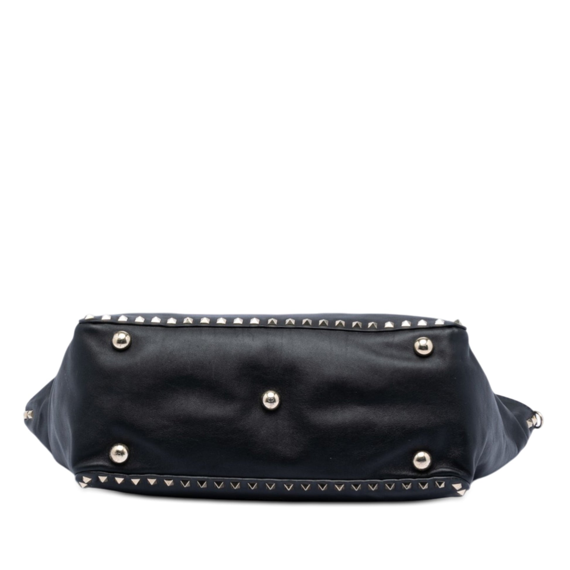 Medium Leather Rockstud Trapeze Satchel