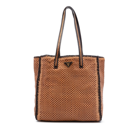 Prada Woven Goatskin Madras Tote