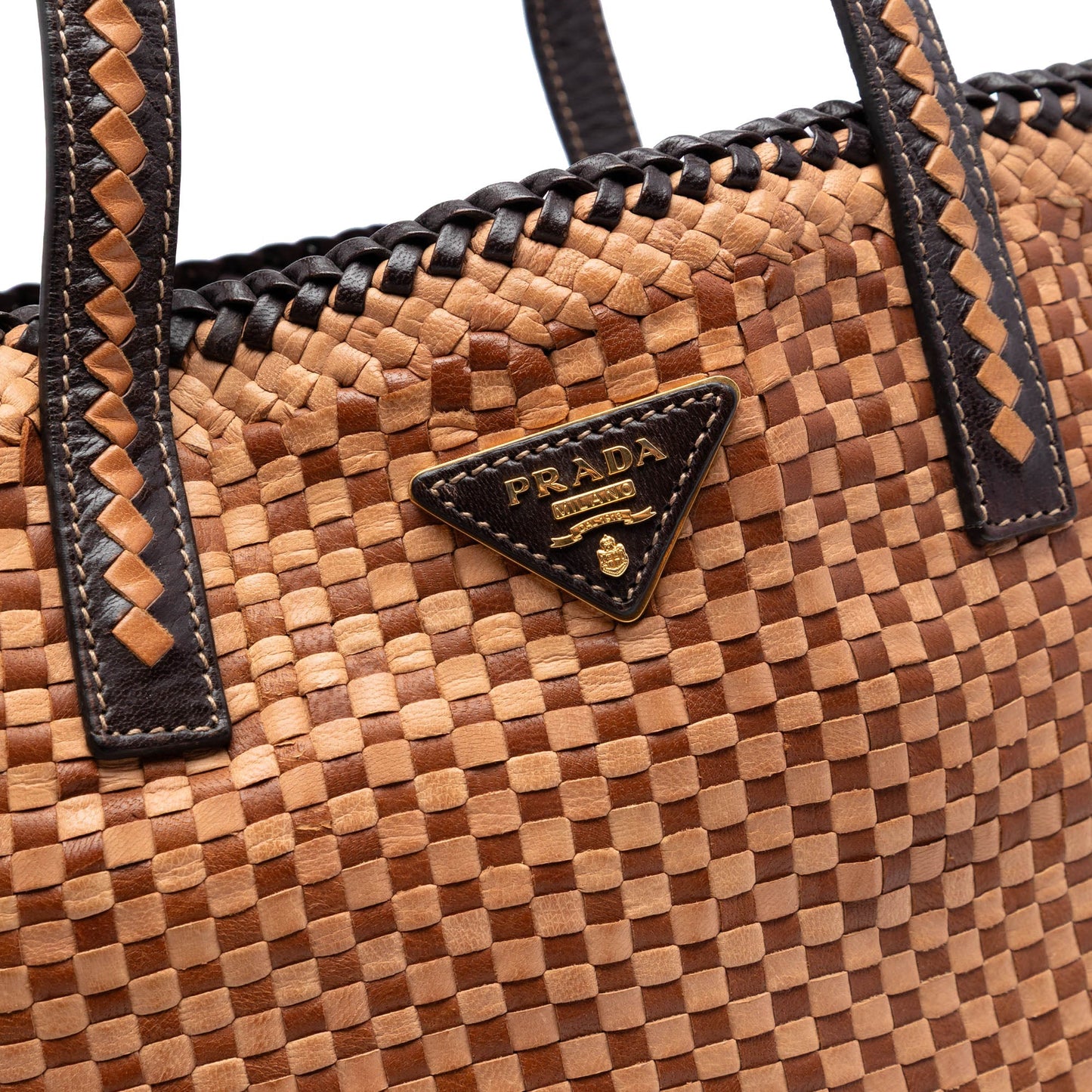 Prada Woven Goatskin Madras Tote