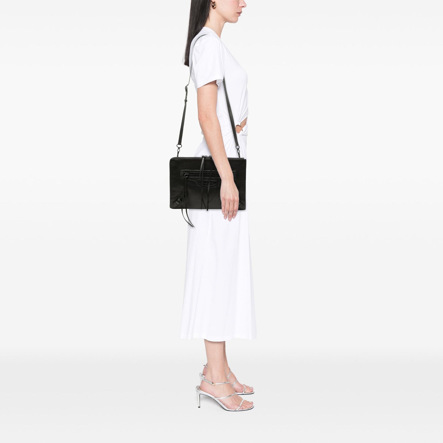 Balenciaga Grained Calfskin Neo Classic Compact Clutch with Strap