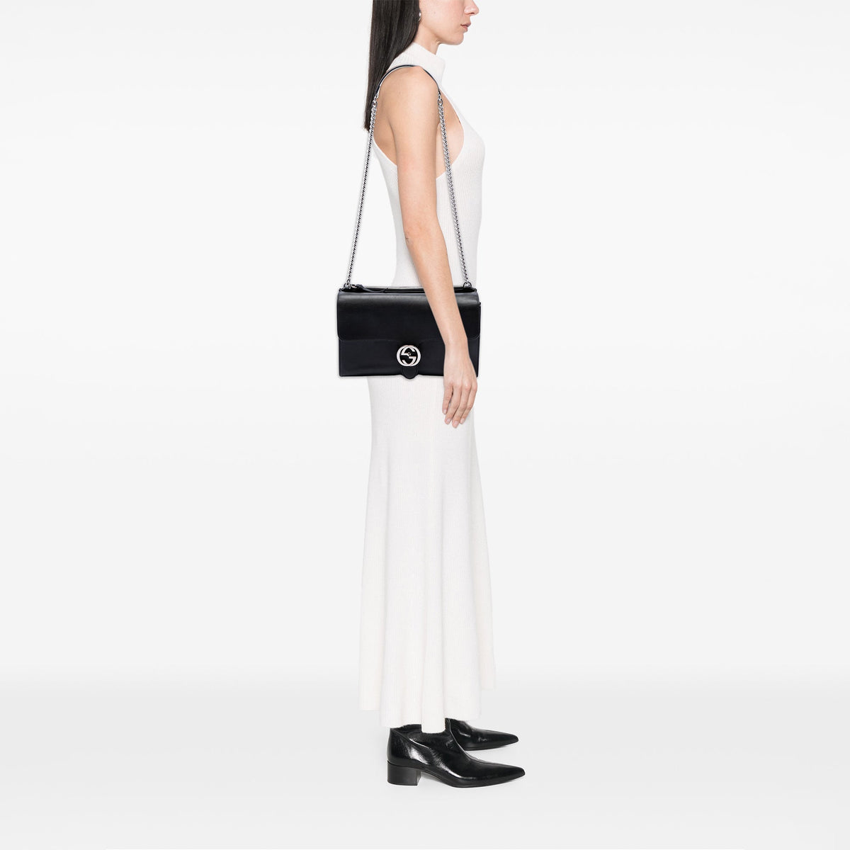Gucci Medium Leather Dollar Interlocking G Crossbody