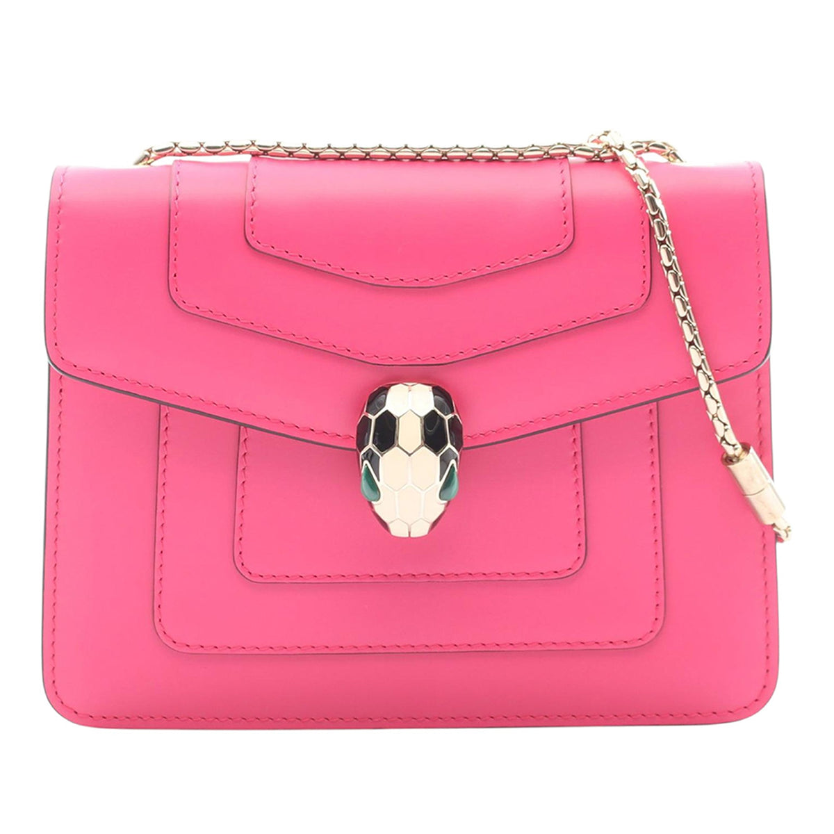 Bvlgari Small Leather Square Serpenti Forever Chain Crossbody