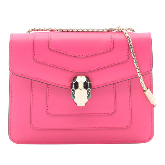 Bvlgari Small Leather Square Serpenti Forever Chain Crossbody