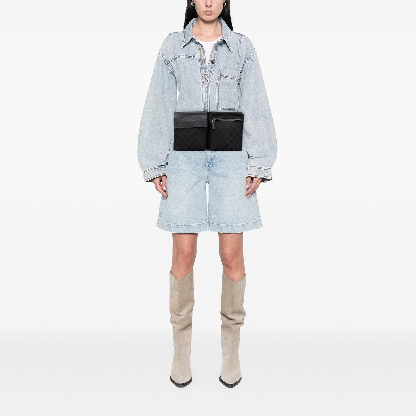 Gucci GG Canvas Double Pocket Belt Bag