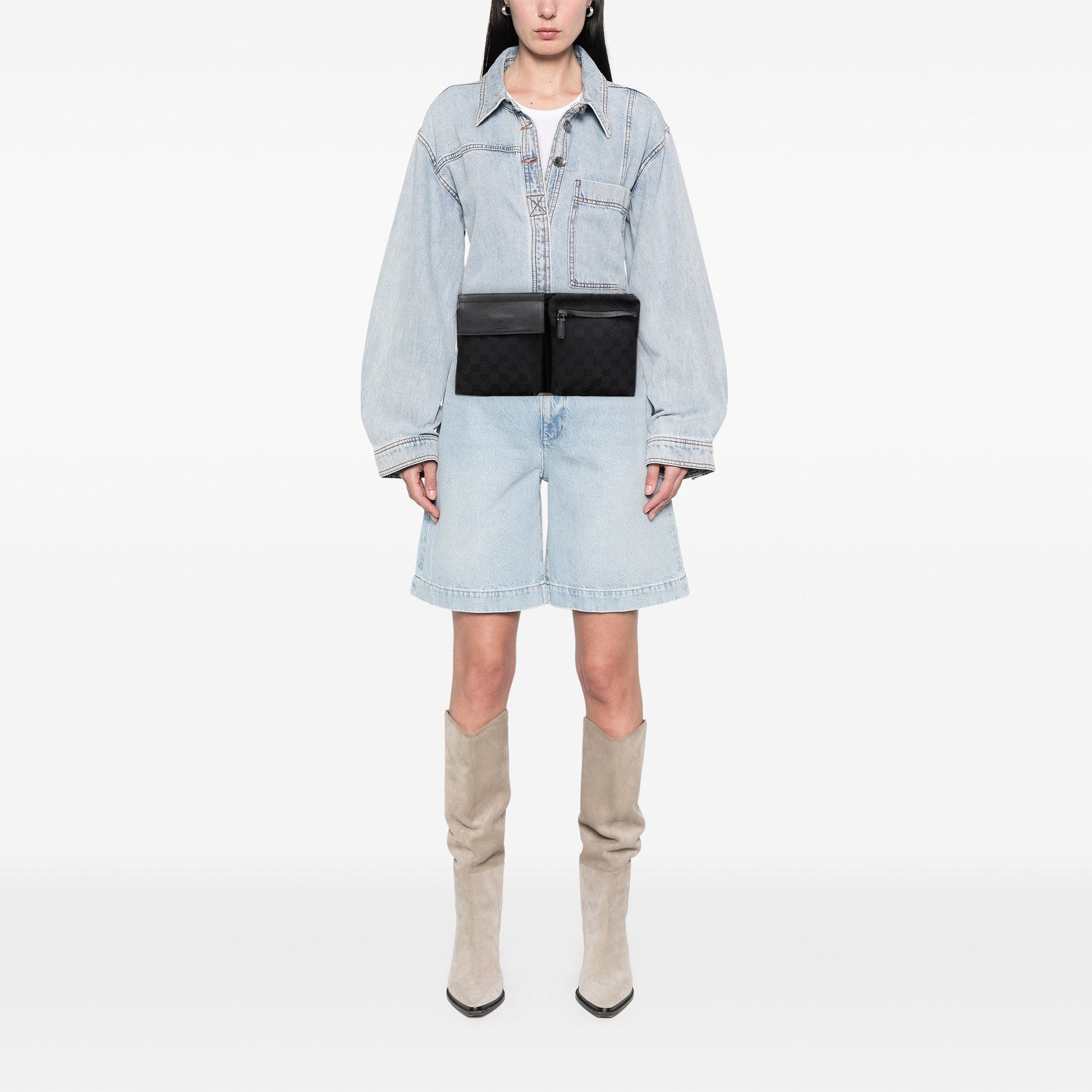Gucci GG Canvas Double Pocket Belt Bag
