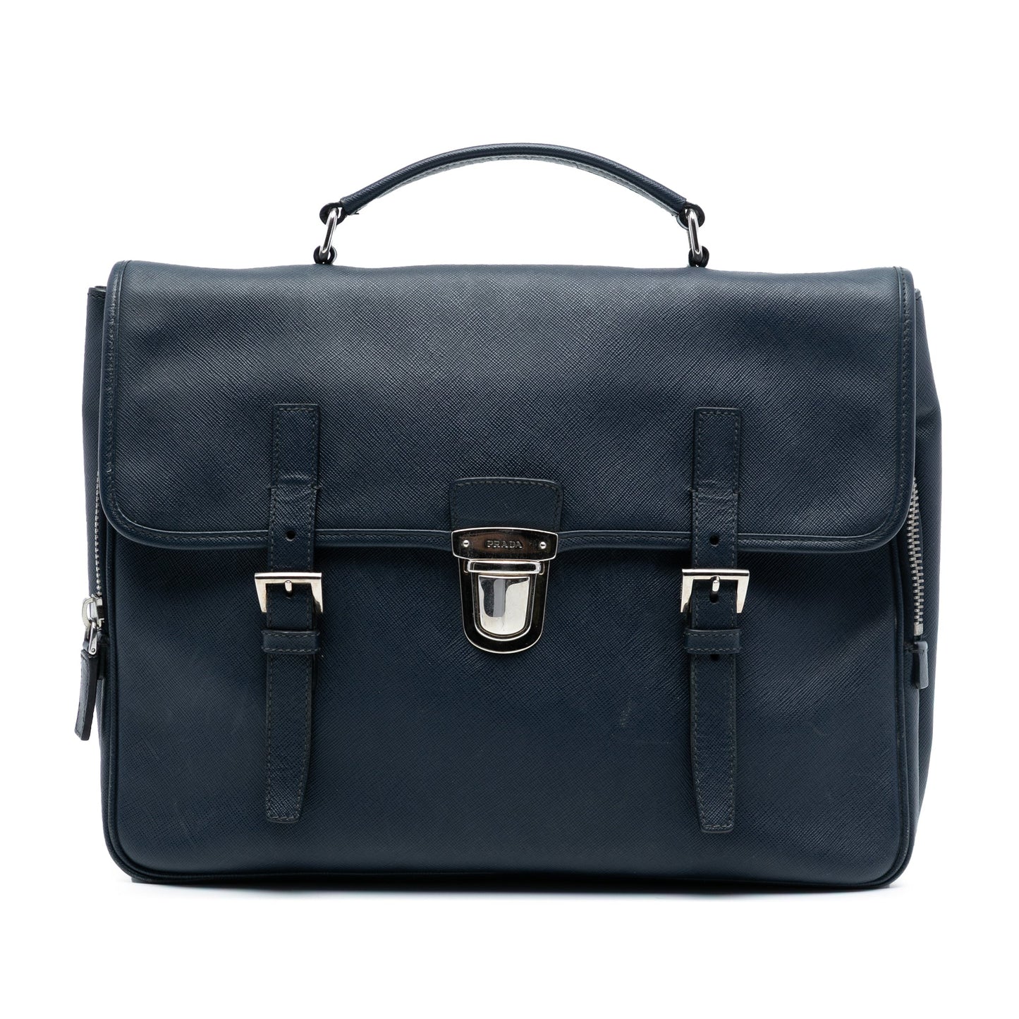 Prada Saffiano Double Buckle Briefcase