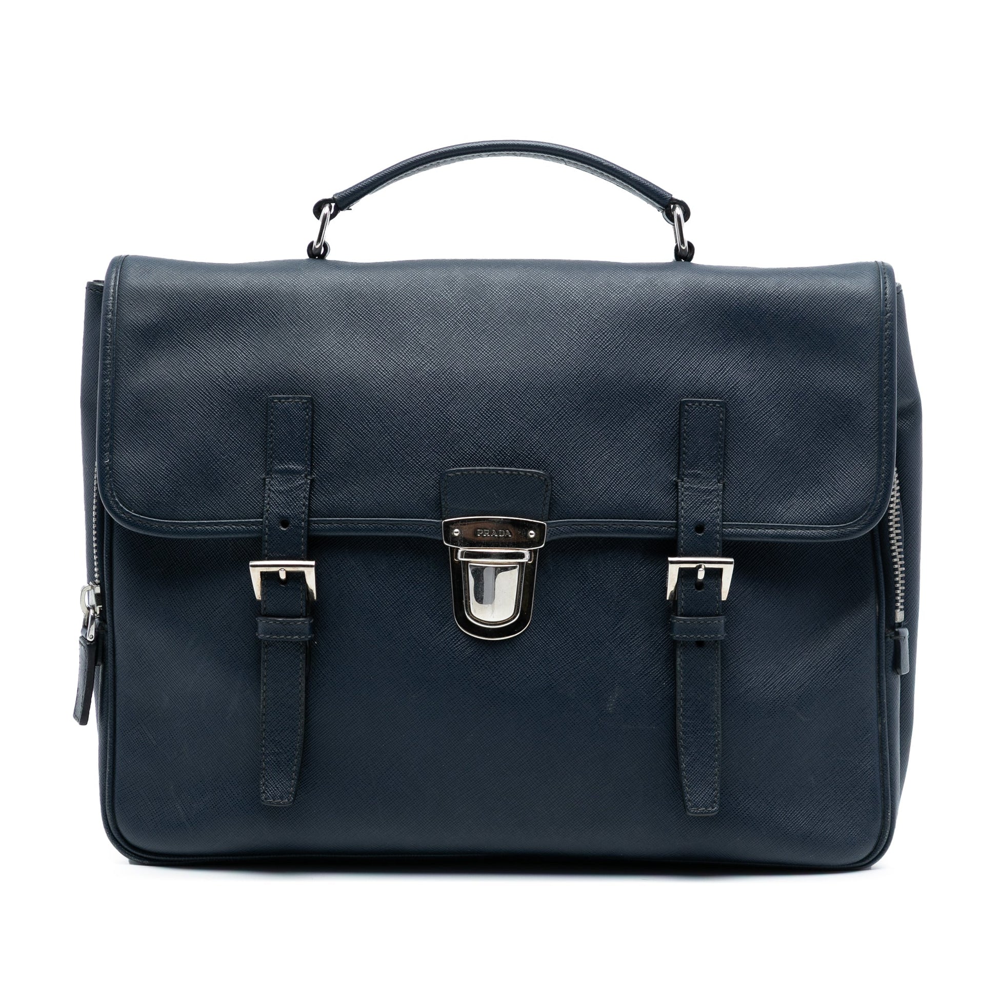 Prada Saffiano Double Buckle Briefcase