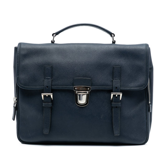 Prada Saffiano Double Buckle Briefcase