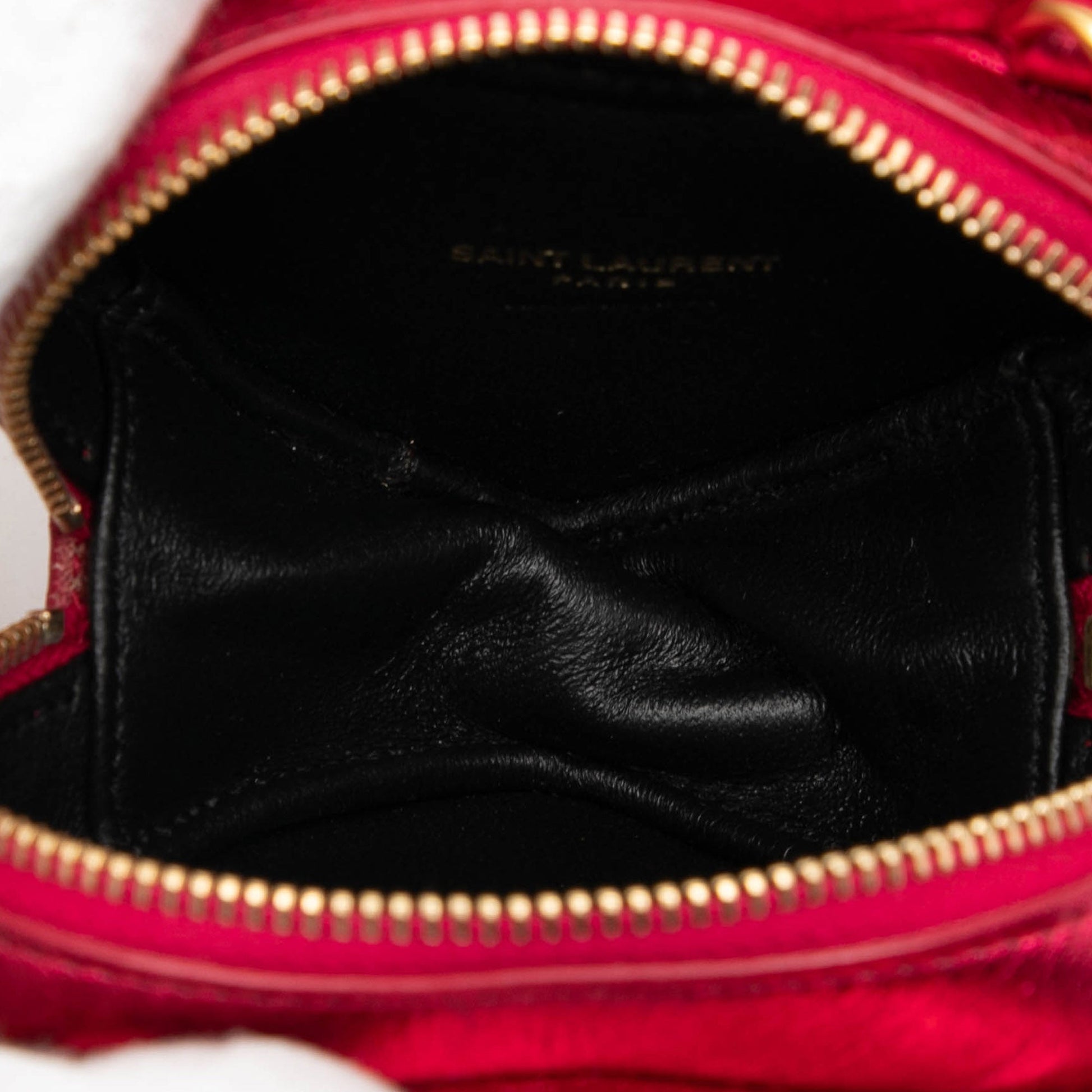 Saint Laurent Mini Metallic Leather Chevron Monogram Love Heart Chain Bag