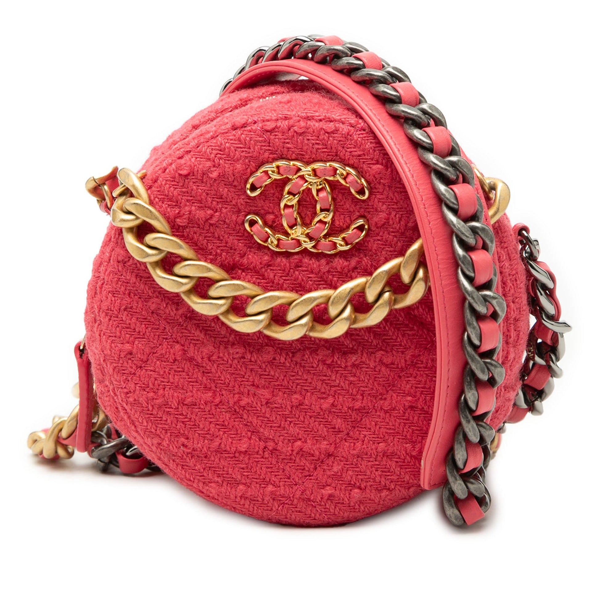 Tweed 19 Round Clutch with Chain
