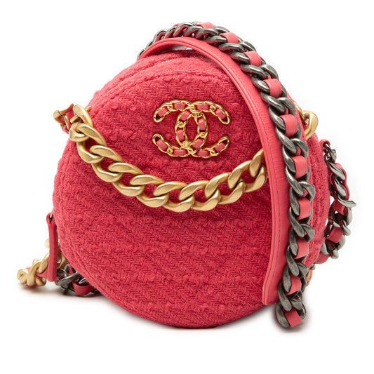 Tweed 19 Round Clutch with Chain