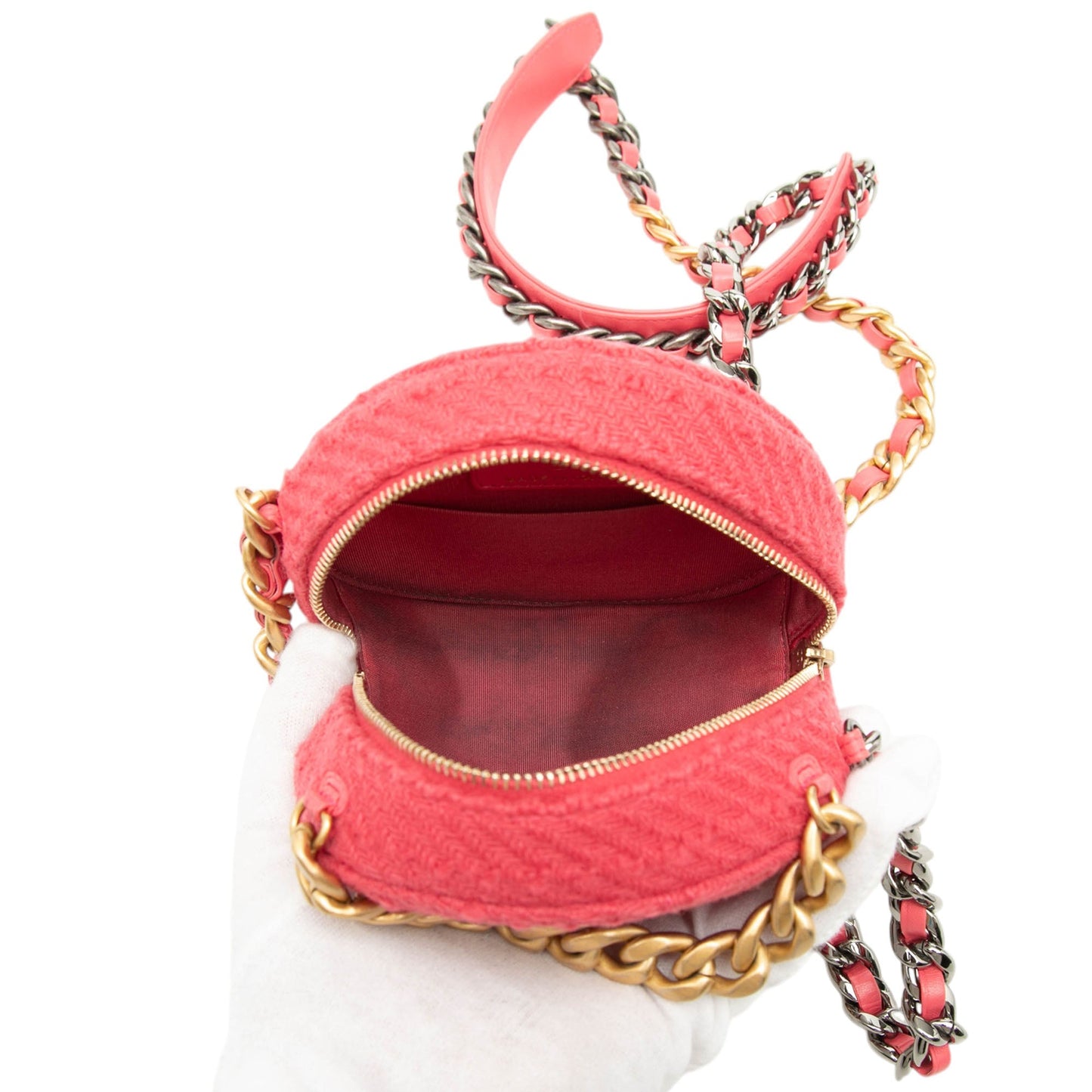 Tweed 19 Round Clutch with Chain