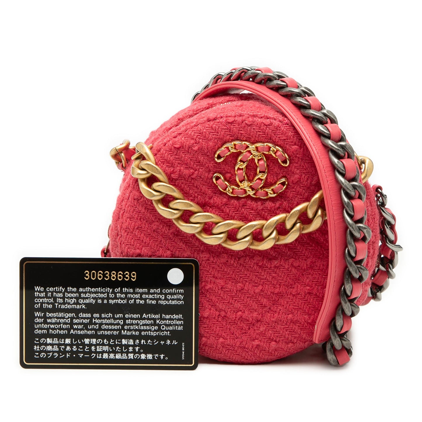 Tweed 19 Round Clutch with Chain