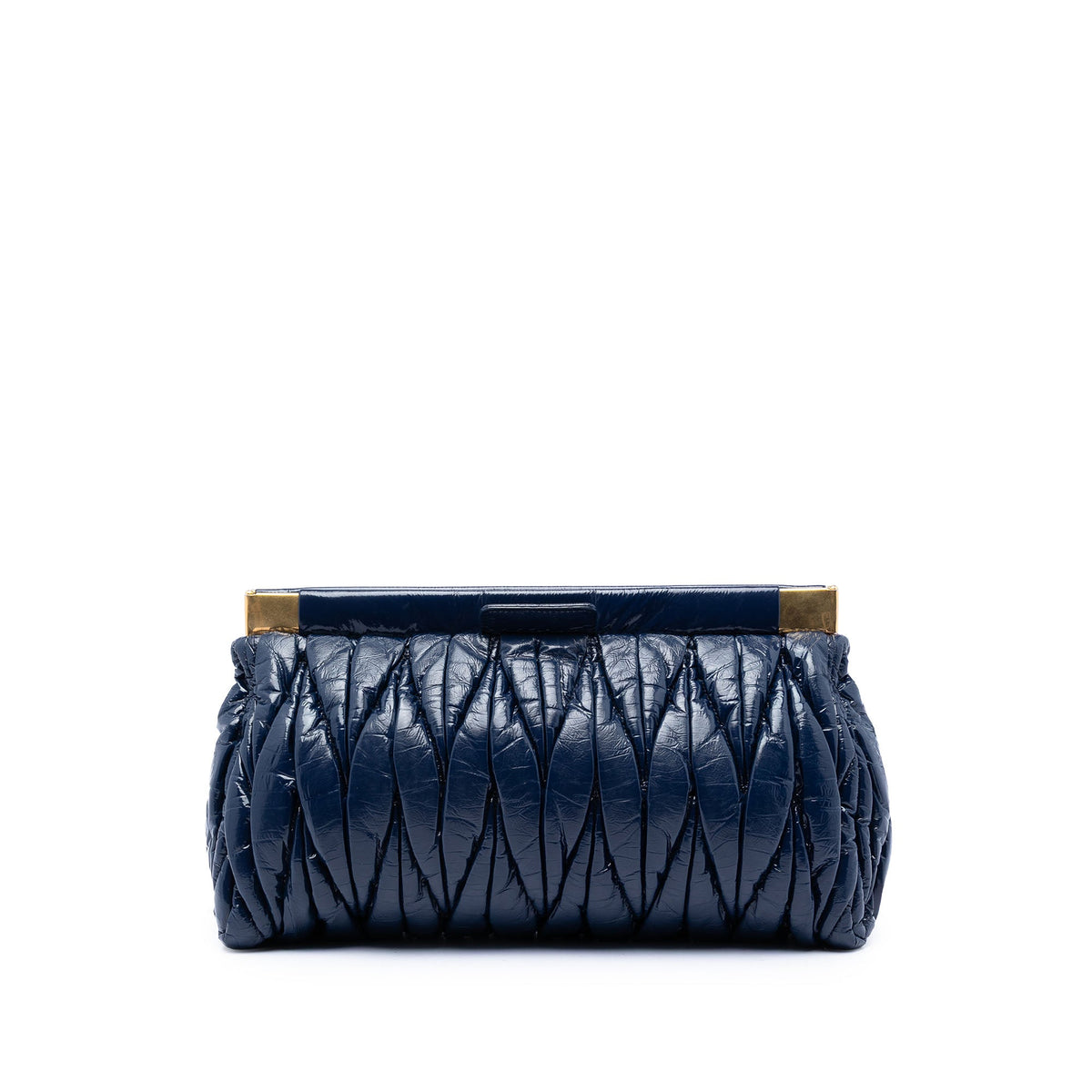 Miu Miu Matelasse Patent Frame Clutch