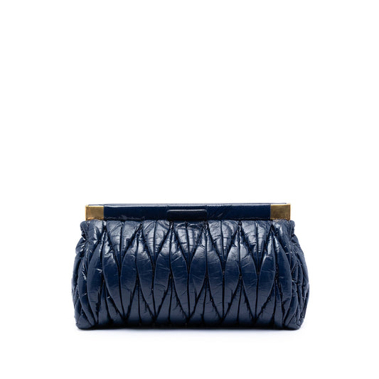 Miu Miu Matelasse Patent Frame Clutch