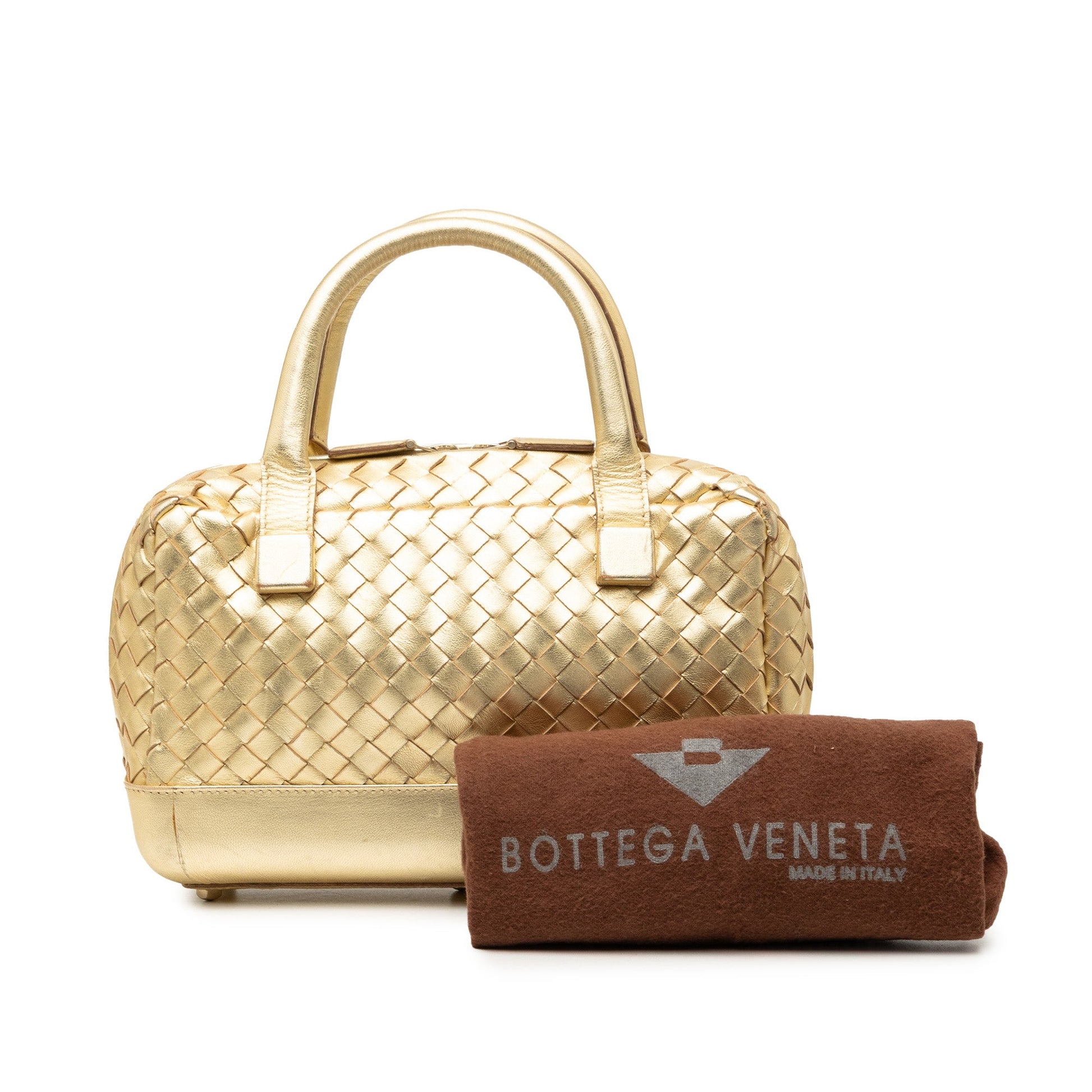 Bottega Veneta Metallic Nappa Intrecciato Handbag