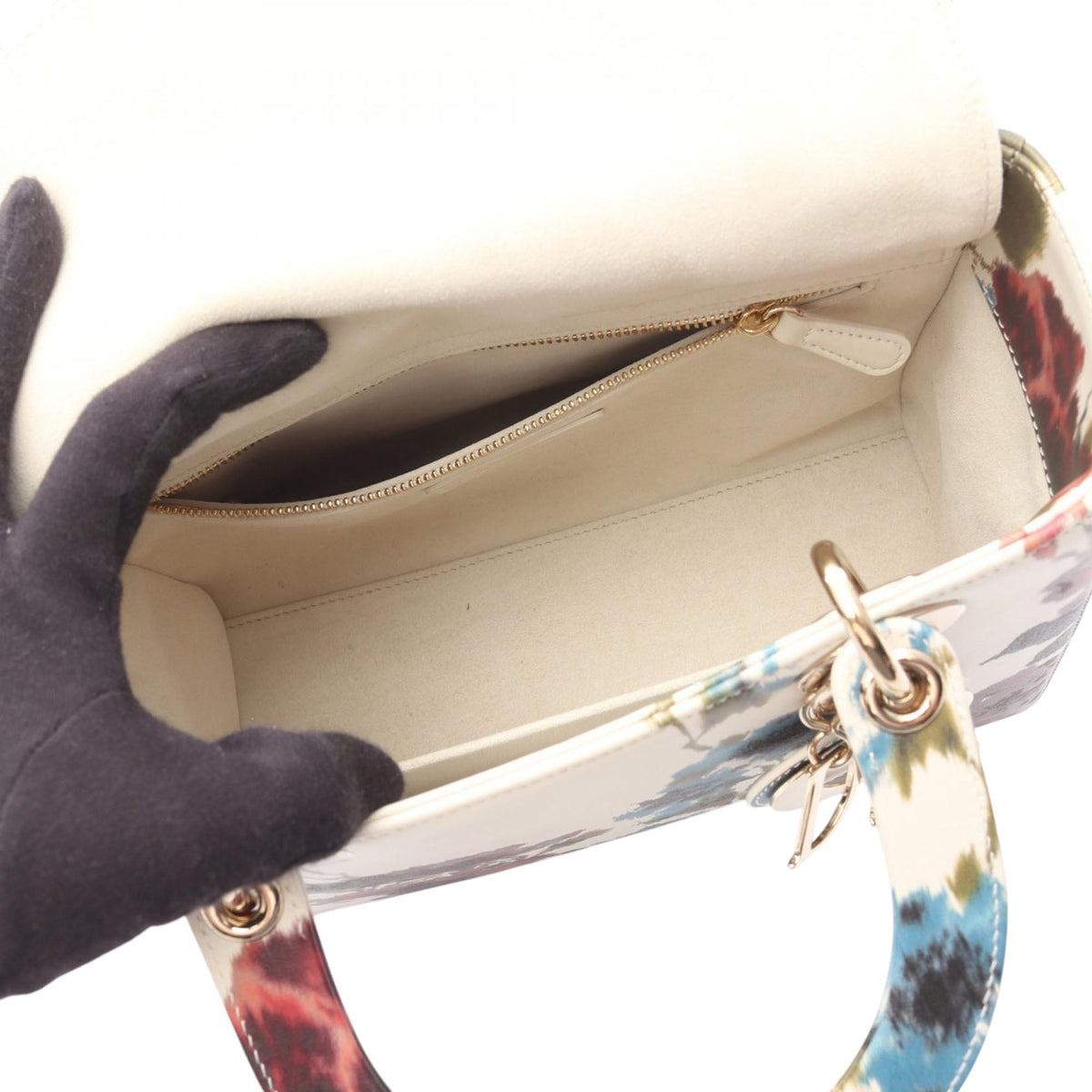 Dior Medium Leather Floral Printed Lady Dior